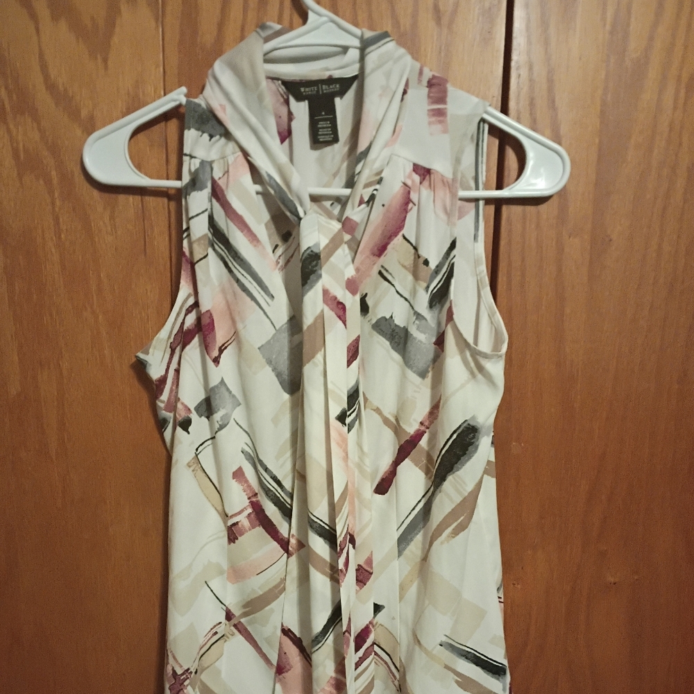 White House Black Market Multicolor Abstract Blouse